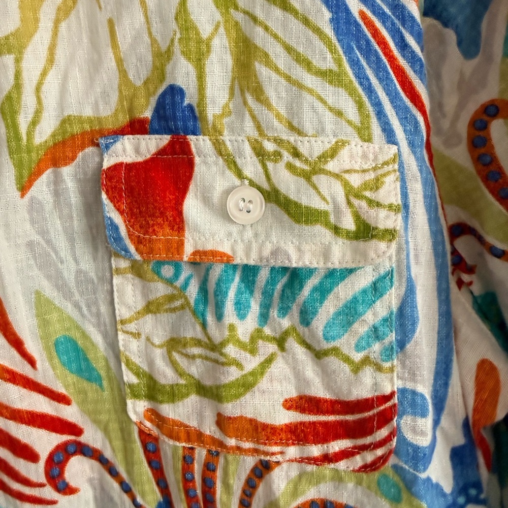 Chico's colorful Floral summer linen button up shirt - Picture 4 of 6